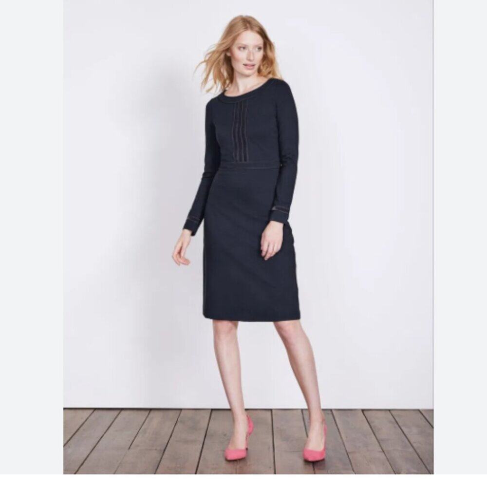 Boden Gisele Navy Blue Long Sleeve Ponte Midi Dress Womens Size XS US